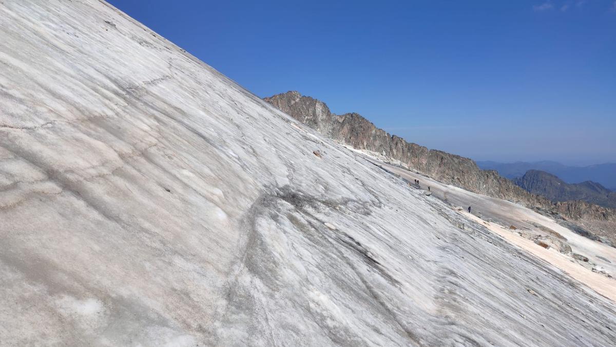 Estado en que se encuentra el glaciar del Aneto.