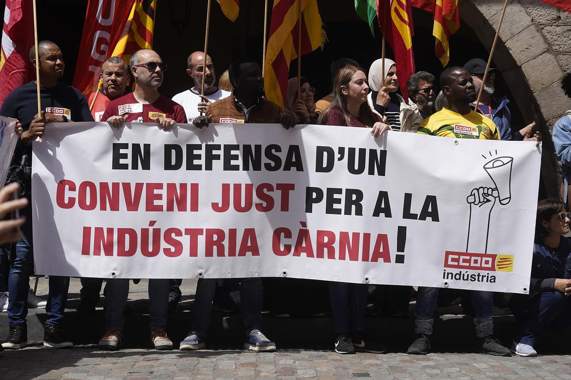 Les imatges de la manifestació de l'1 de maig a la ciutat de Girona