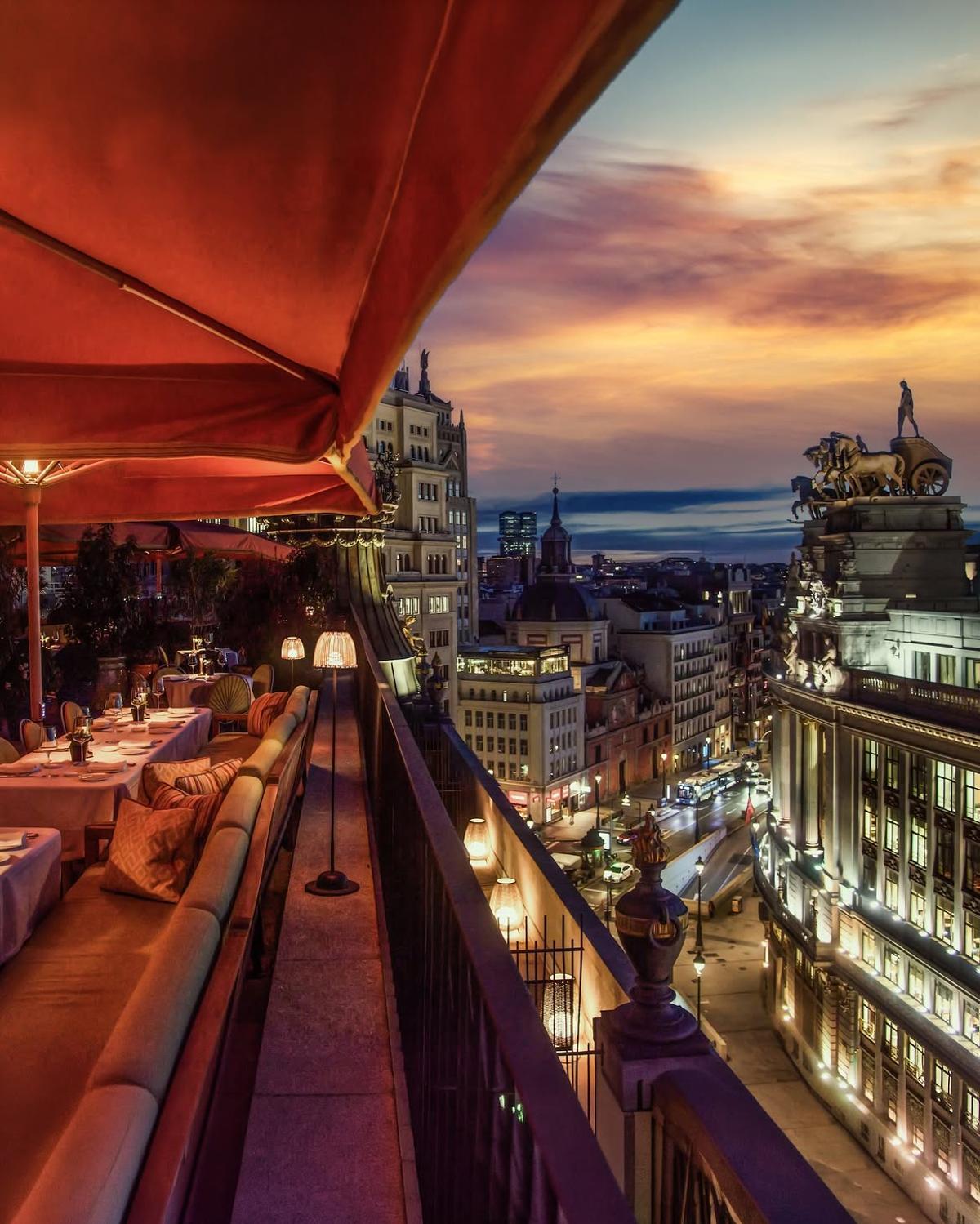 Vista desde la terraza de Dani Brasserie, el lujoso restaurante donde Kanye West cenó en Madrid