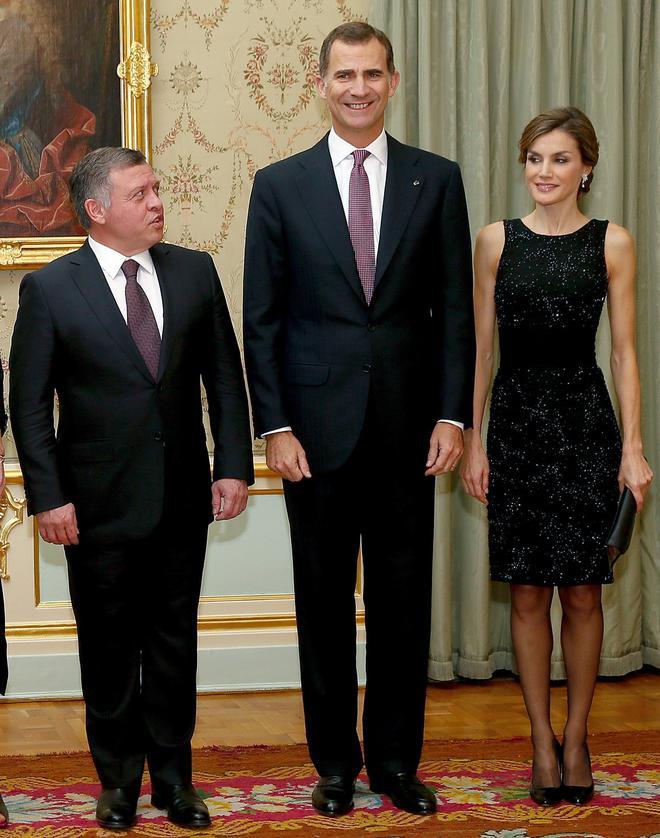 Abdalá II, Felipe VI y Letizia Ortiz en El Pardo