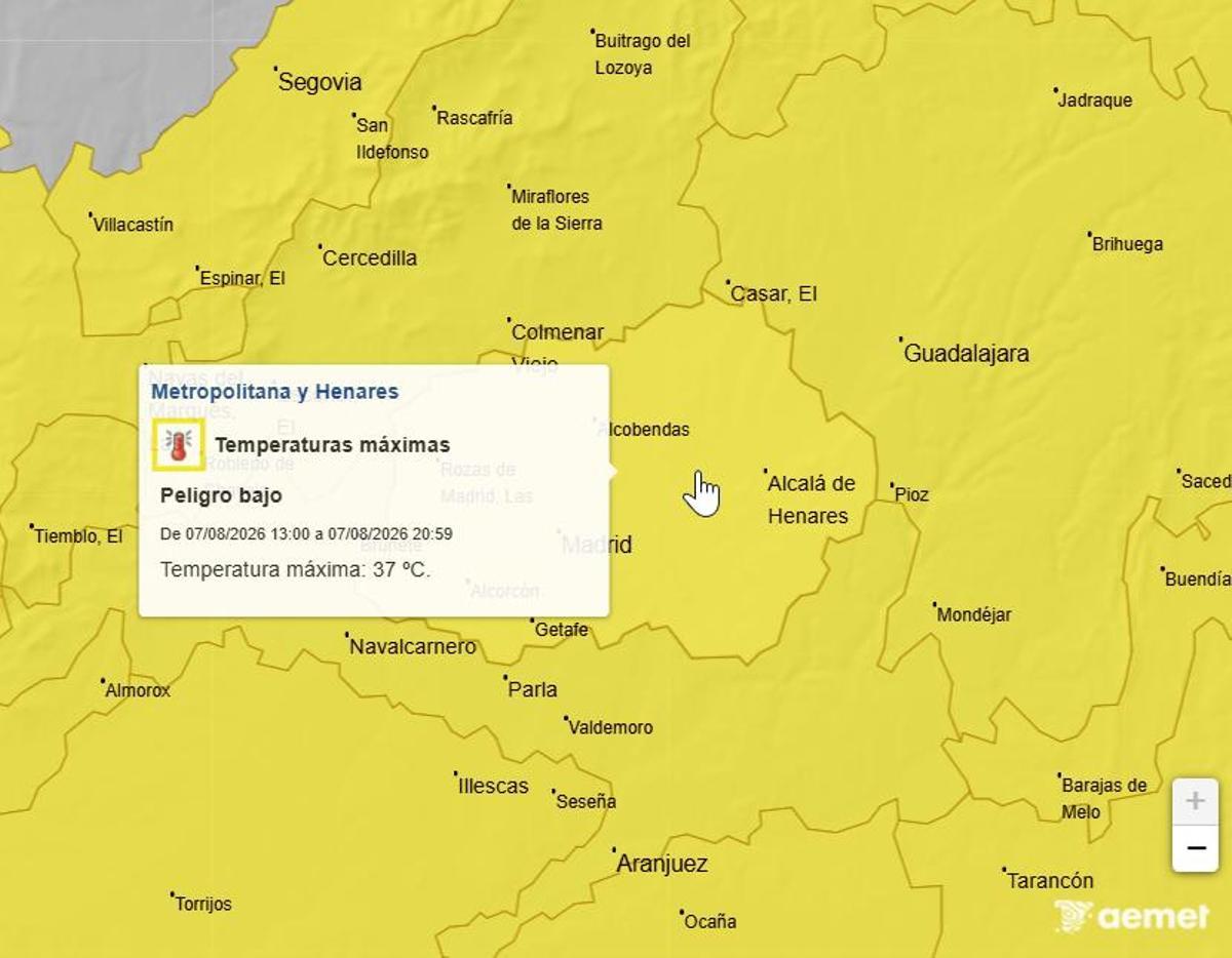 Mapa de avisos para este sábado