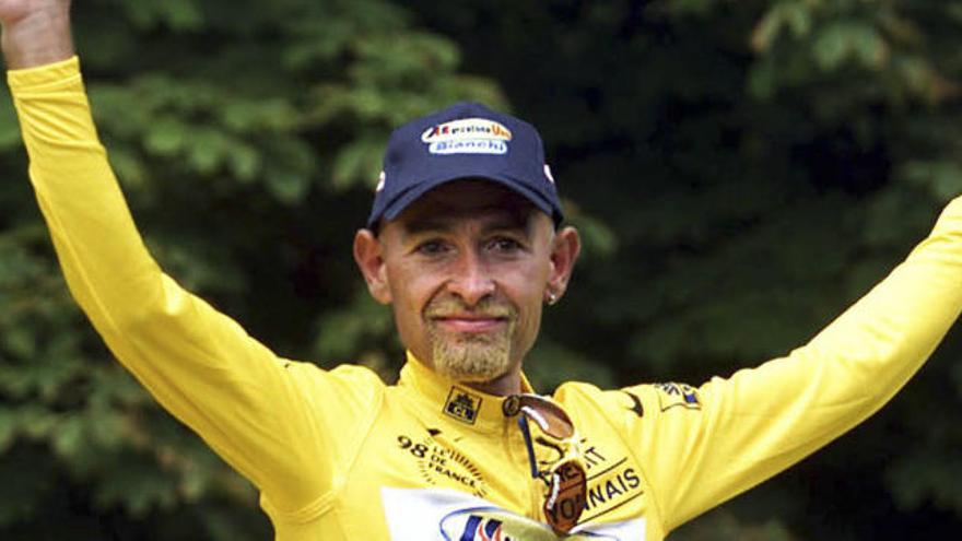 Marco Pantani, tras una de sus victorias.