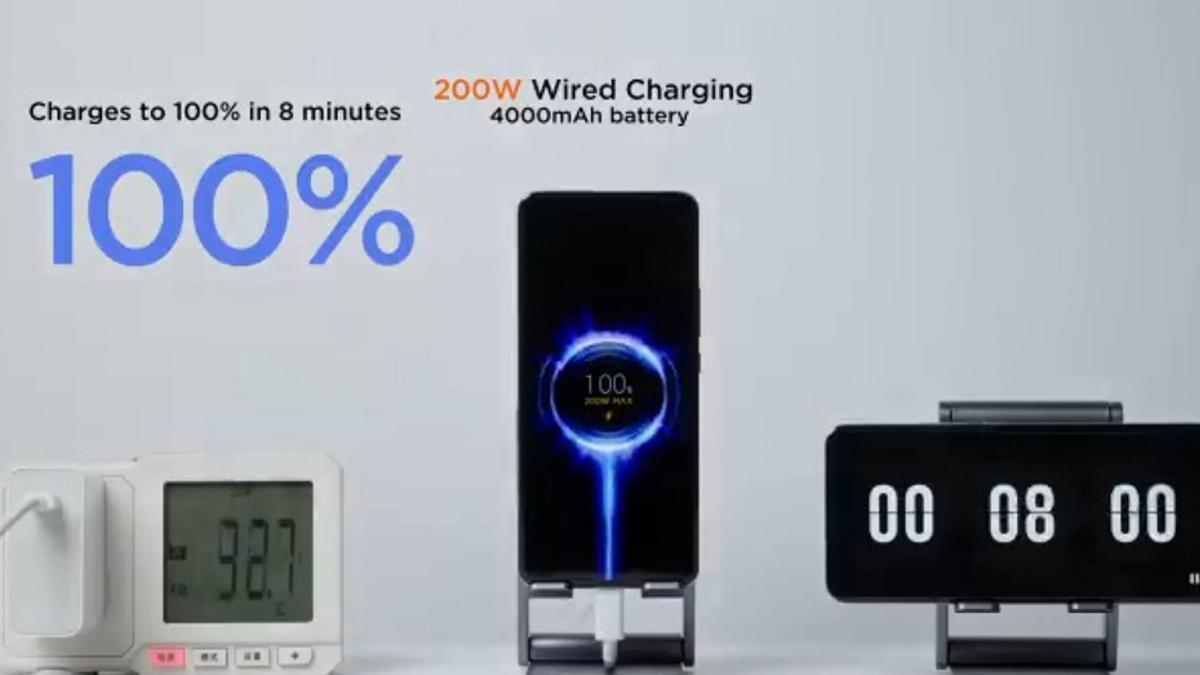 La carga de Xiaomi de 200W haría que un teléfono alcance el 100% en tan solo 8 minutos