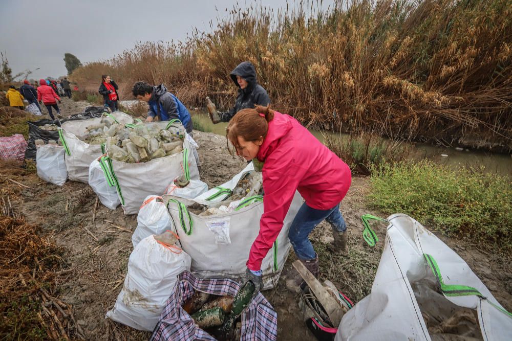 Retiran diez toneladas de residuos en el azarbe de Pineda