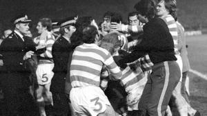 Un momento de la tangana que se produjo después del partido entre el Celtic y el Atlético en la ida de la Copa de Europa de 1974.