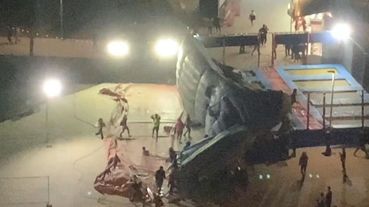 Imagen tomada instantes después del accidente mortal del castillo hinchable de Mislata.