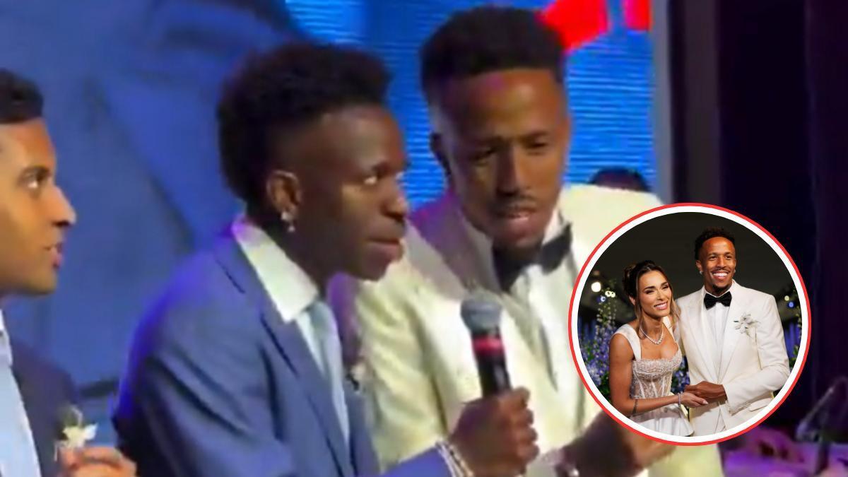 Rodrygo, Vinicius y Militão cantant al ritmo de Léo Santana en la boda el central.