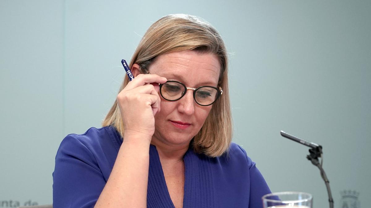 La consejera, Isabel Blanco, durante la rueda de prensa de esta mañana.