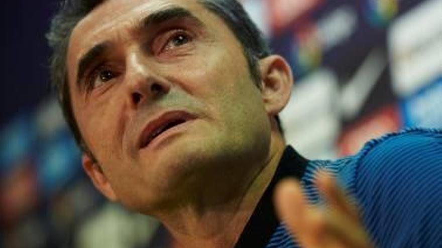 Valverde, durant la roda de premsa d&#039;ahir a Barcelona.