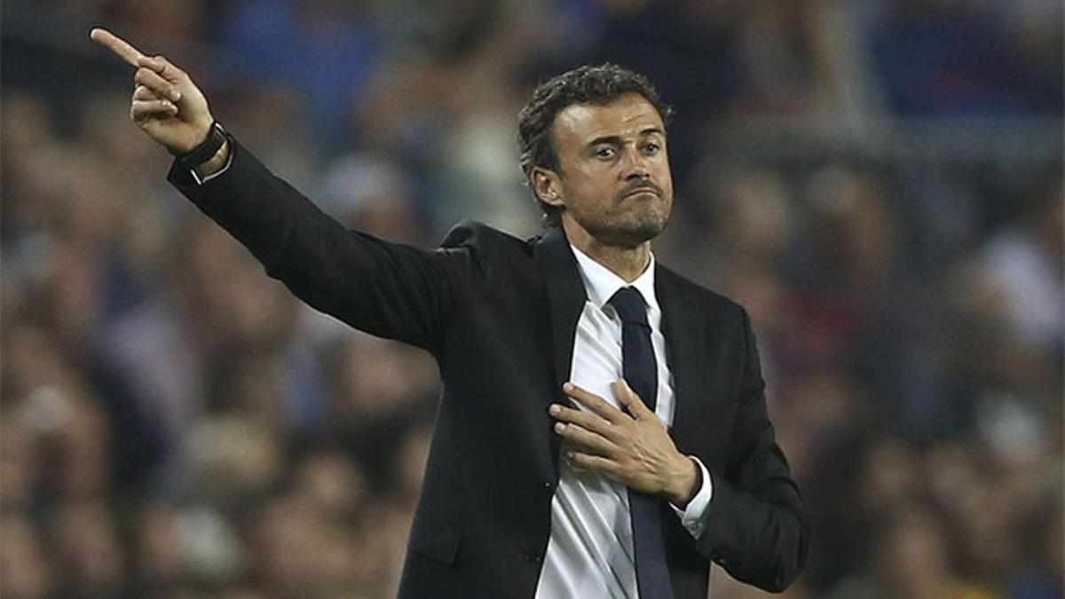 Luis Enrique, en un tramo del partido ante el Ajax