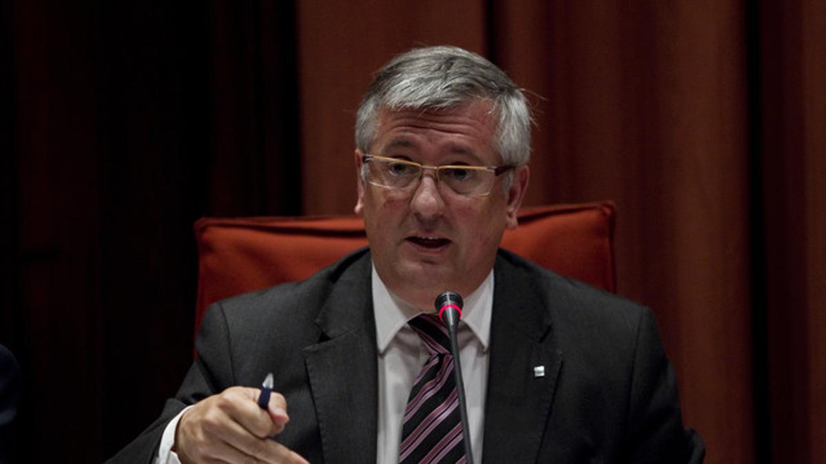 Xavier Martorell, en la comisión de control sobre casos de espionaje, en le Parlament, en mayo del 2013.