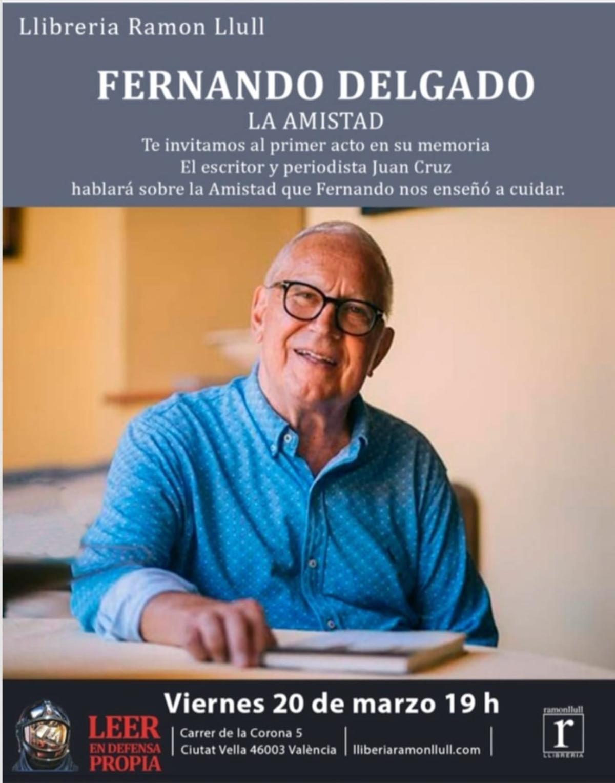 El acto de memoria a Fernando Delgado se celebrará este vienes.