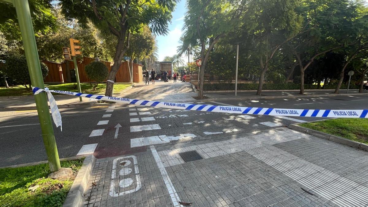 Acceso al parque de sa Feixina cortado por la Policía Local.
