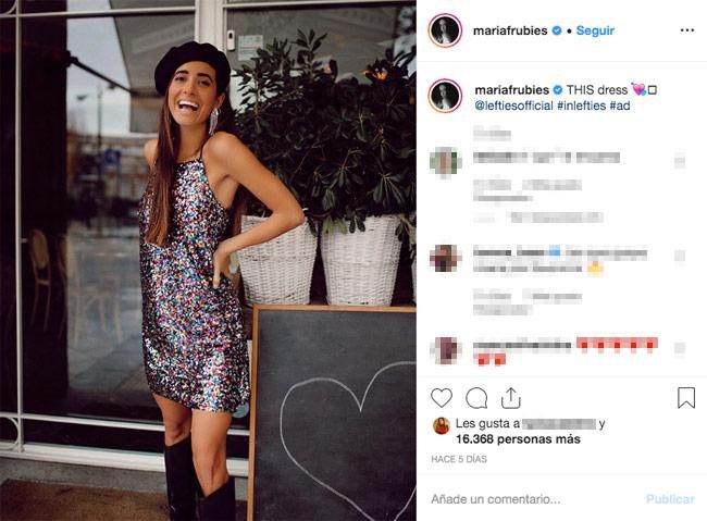 María Ferández Rubíes con el vestido de lentejuelas multicolor de Lefties