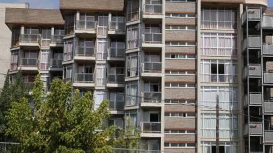 La superficie acristalada de la residencia de Carlet lleva un año sin limpiar