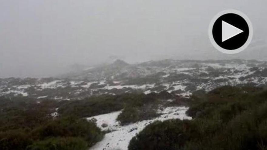 El temporal trae la primera nevada a la cumbre: vídeos de la cumbre blanca