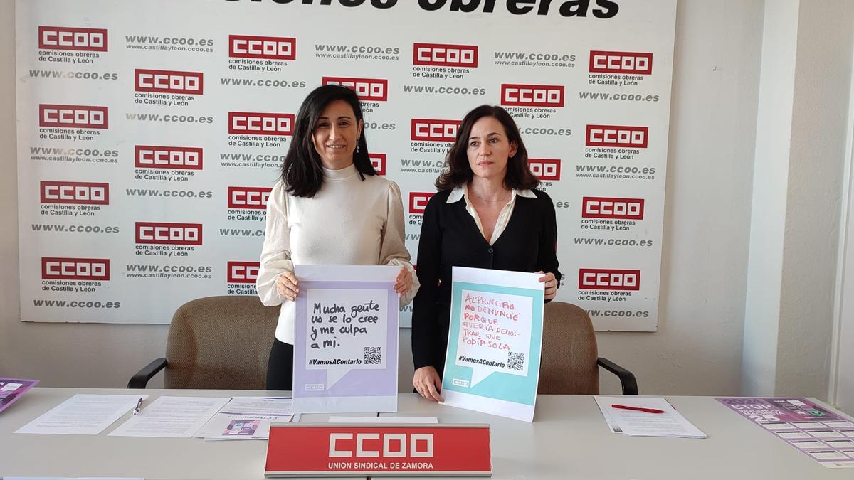 Las representantes de CCOO en la sede de la central sindical en Zamora