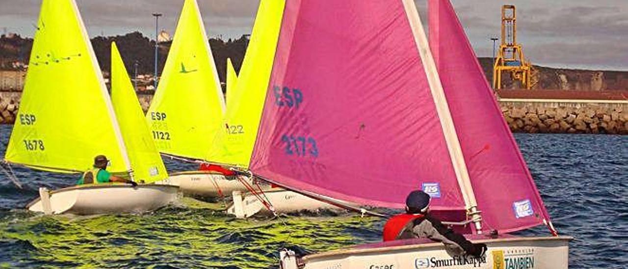 Los barcos, durante la regata.