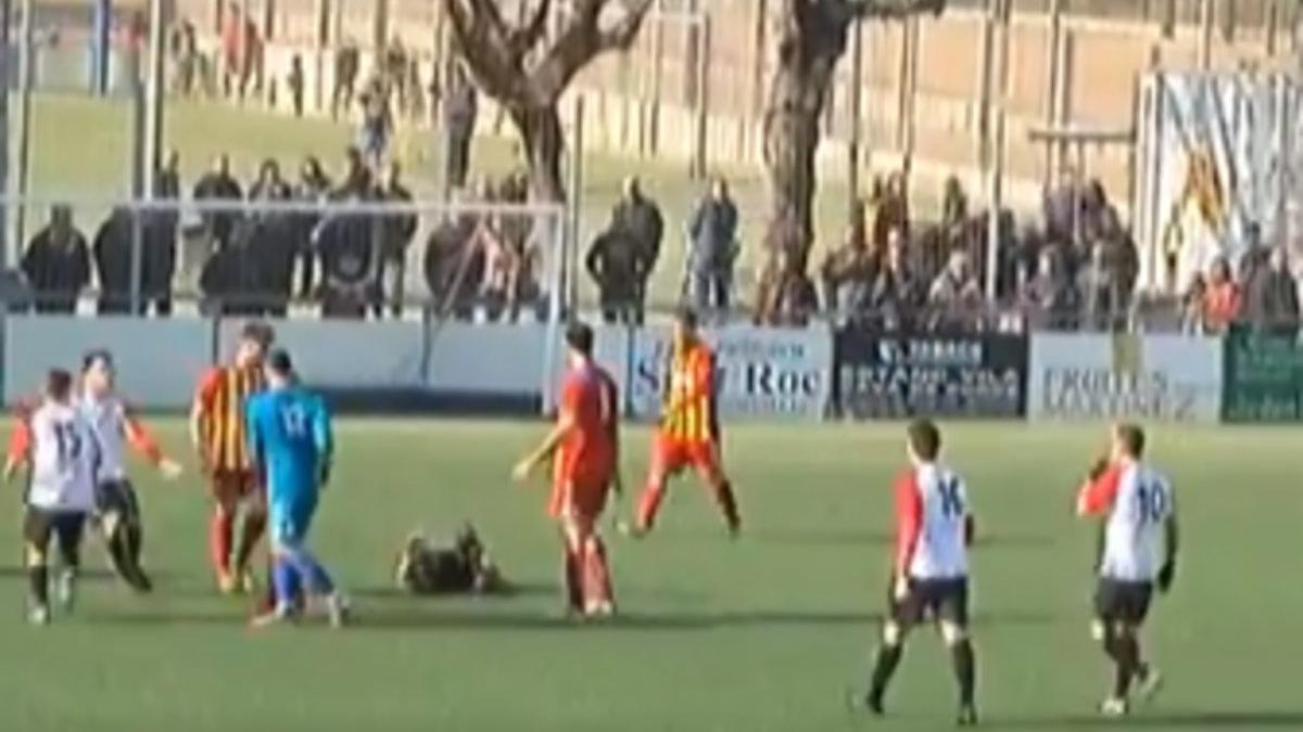 Captura de vídeo tras la agresión del portero del Manlleu.
