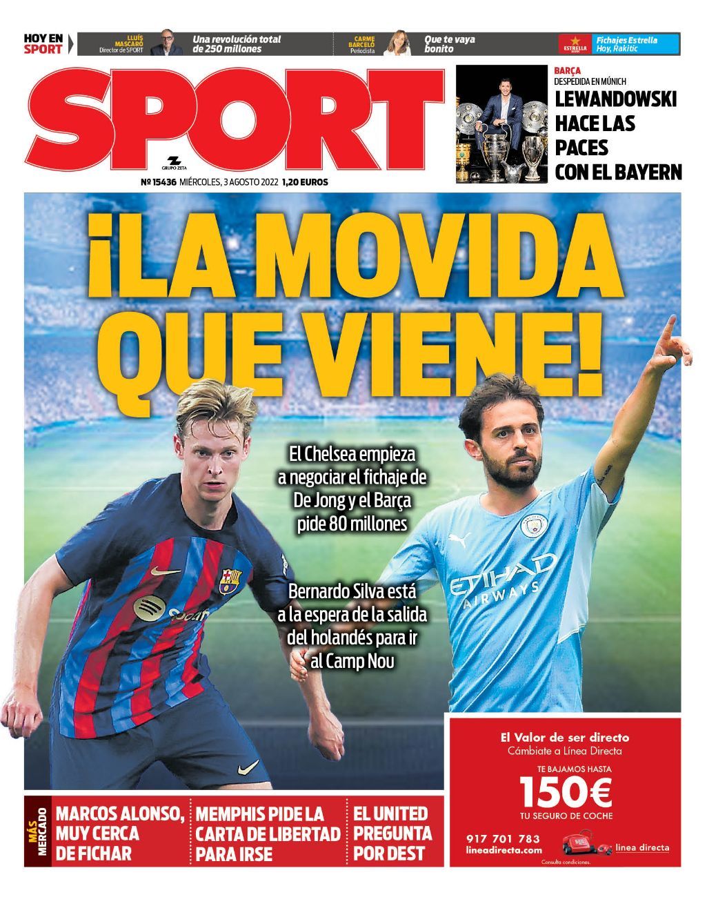 Esta es la portada de SPORT del miércoles 2 de agosto