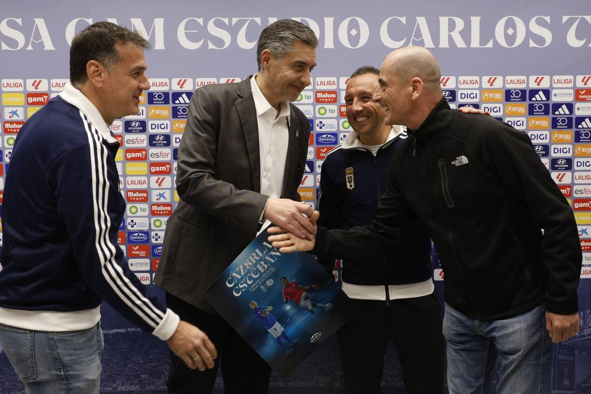 Presentación del partido del centenario en la sala de prensa del Carlos Tartiere.