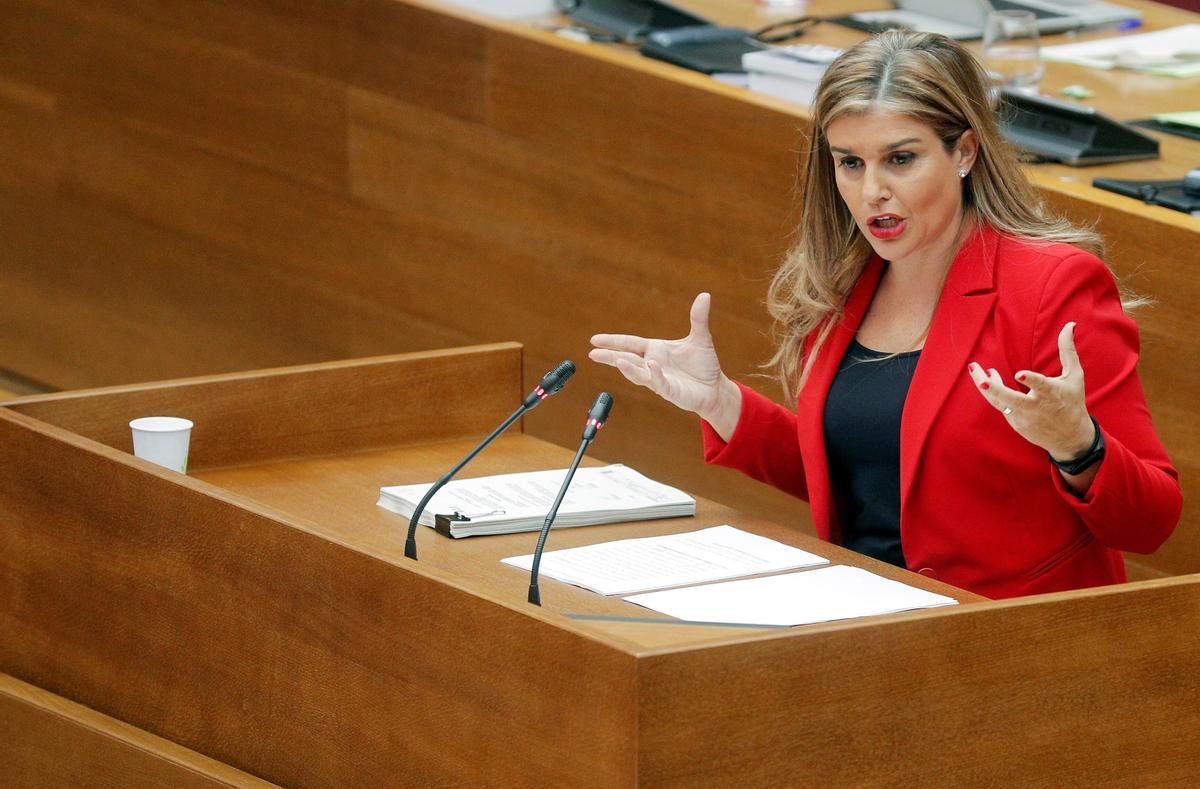Eva Ortiz, interviniendo en las Cortes.
