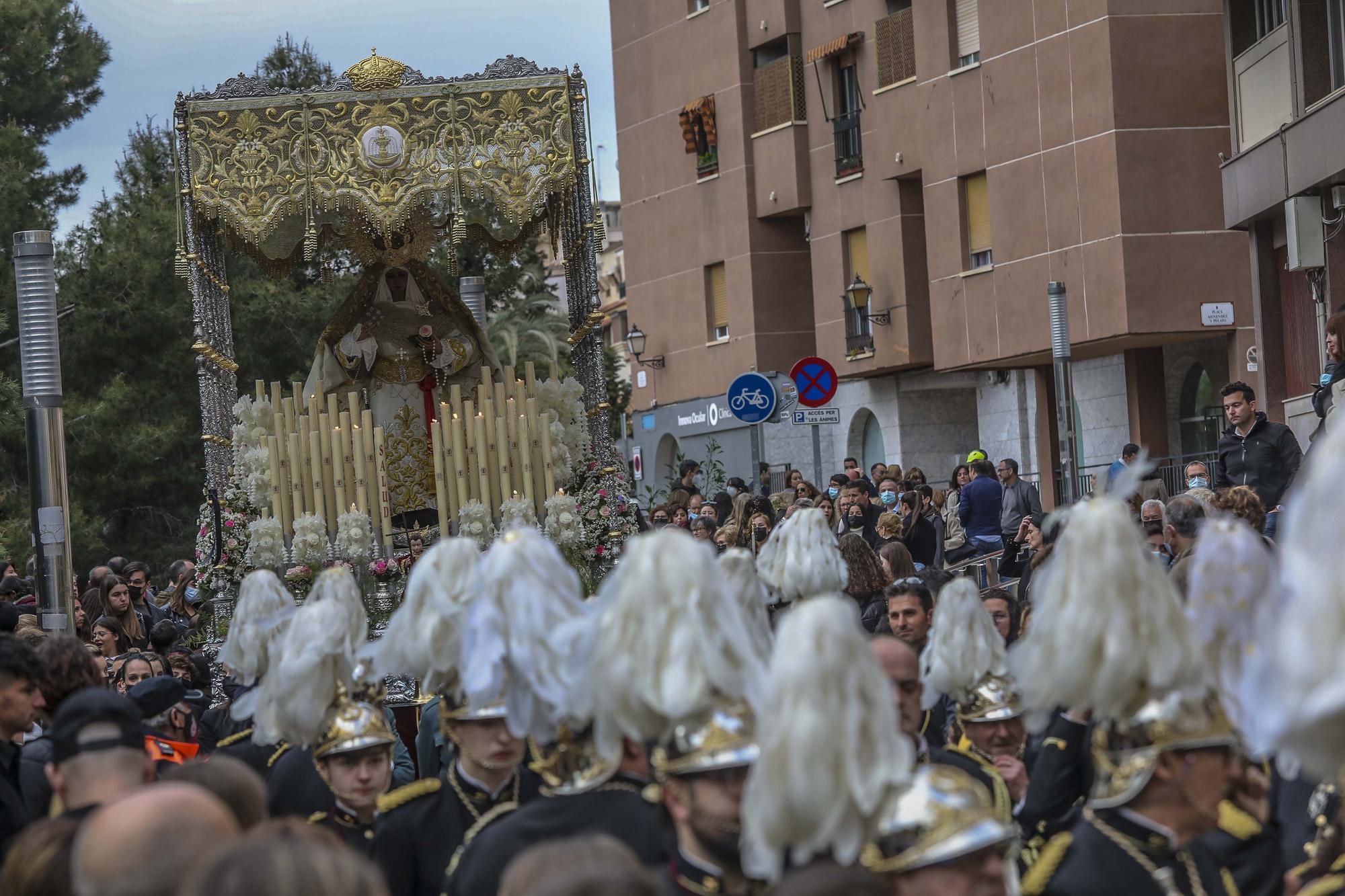 Elche procesiones Jueves santo: La Oracion del Huerto,Nuestra Señora de las Angustias y Maria Santisima de la Salud,La Flagelacion y Gloria,El Silencio,Cristo de Zalamea.