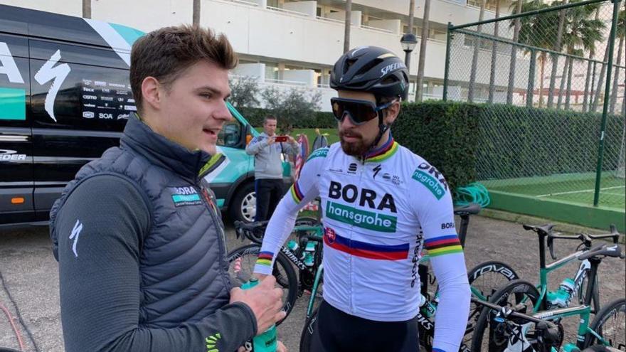 Peter Sagan (r.) ist schon auf der Insel.