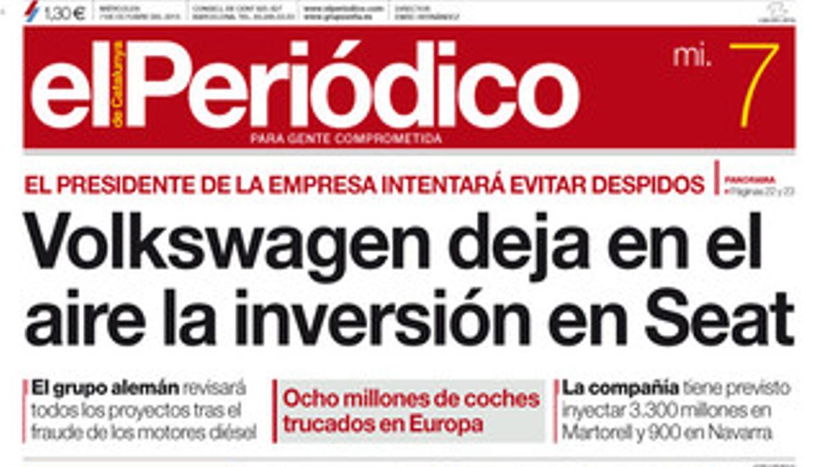 La portada de EL PERIÓDICO