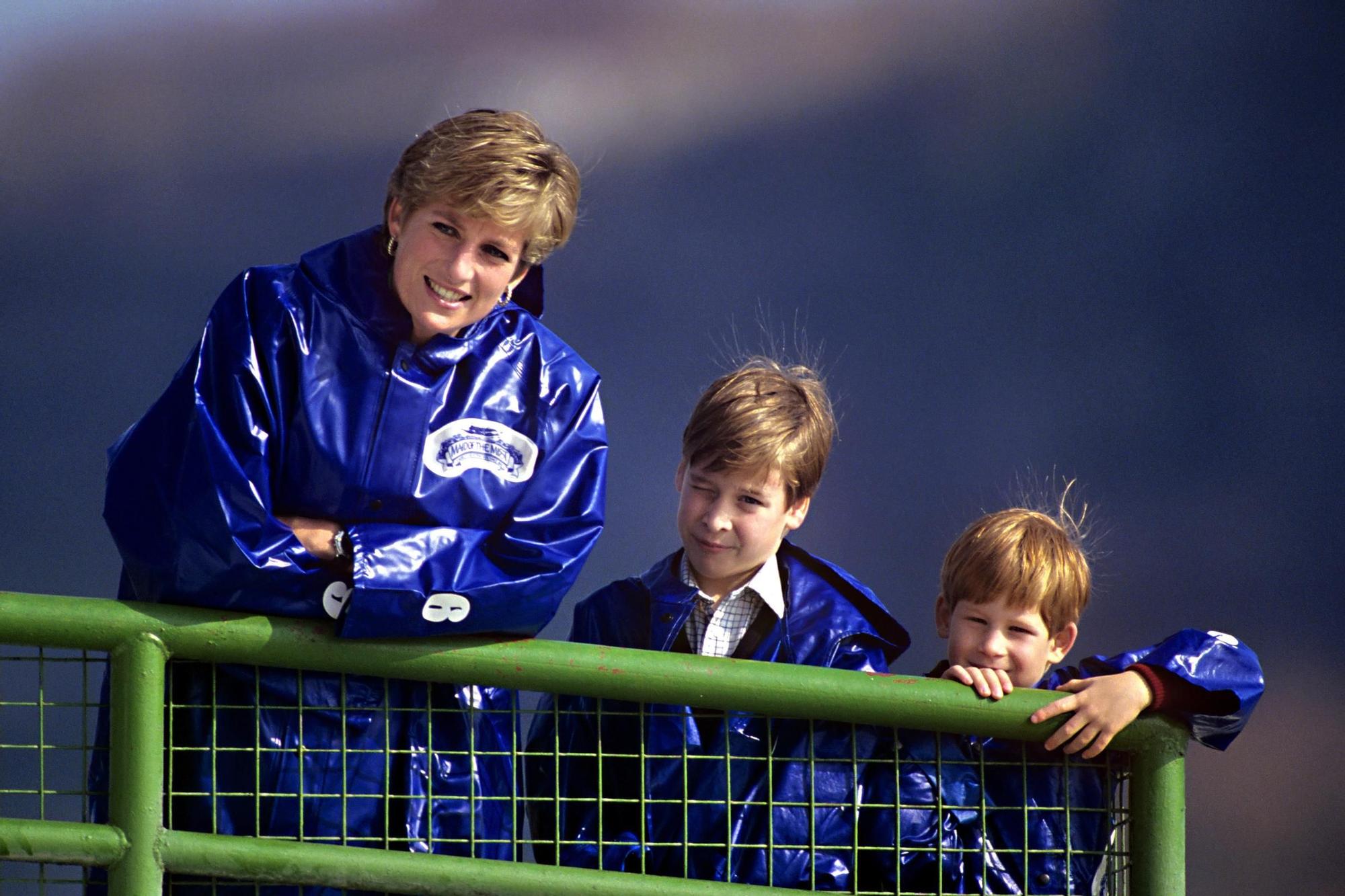 Diana de Gales y sus dos hijos en 1991