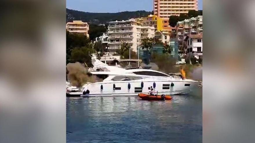Incendio y explosión en un yate de 24 metros amarrado en el puerto de Calanova de Palma