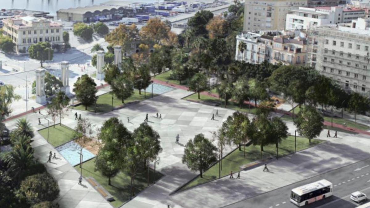 Proyección no definitiva de la peatonalización en el entorno de la plaza de la Marina.