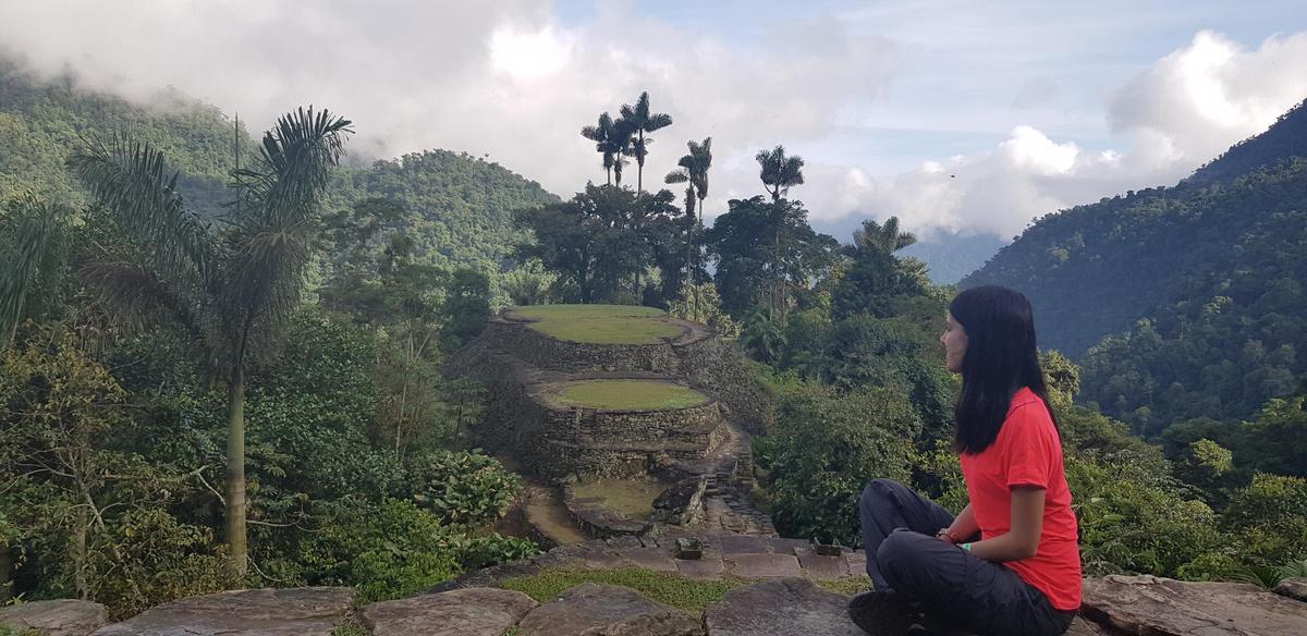 María Chacón en la Ciudad Perdida de Colombia, tras varios días de trekking por la selva
