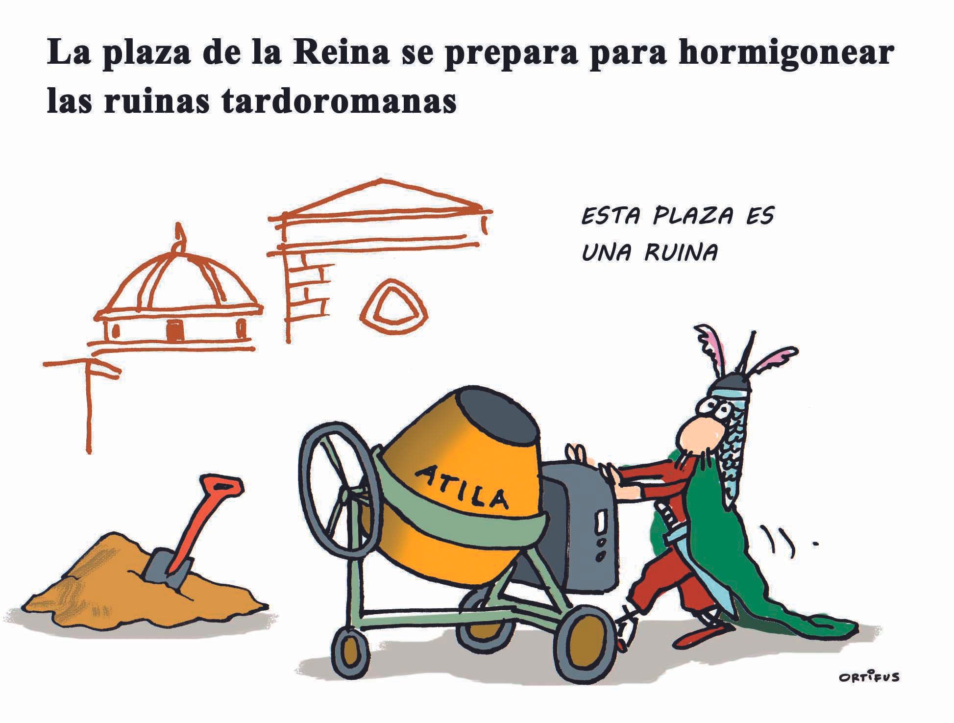 La plaza de la Reina se prepara para hormiguear las ruinas tardoromanas