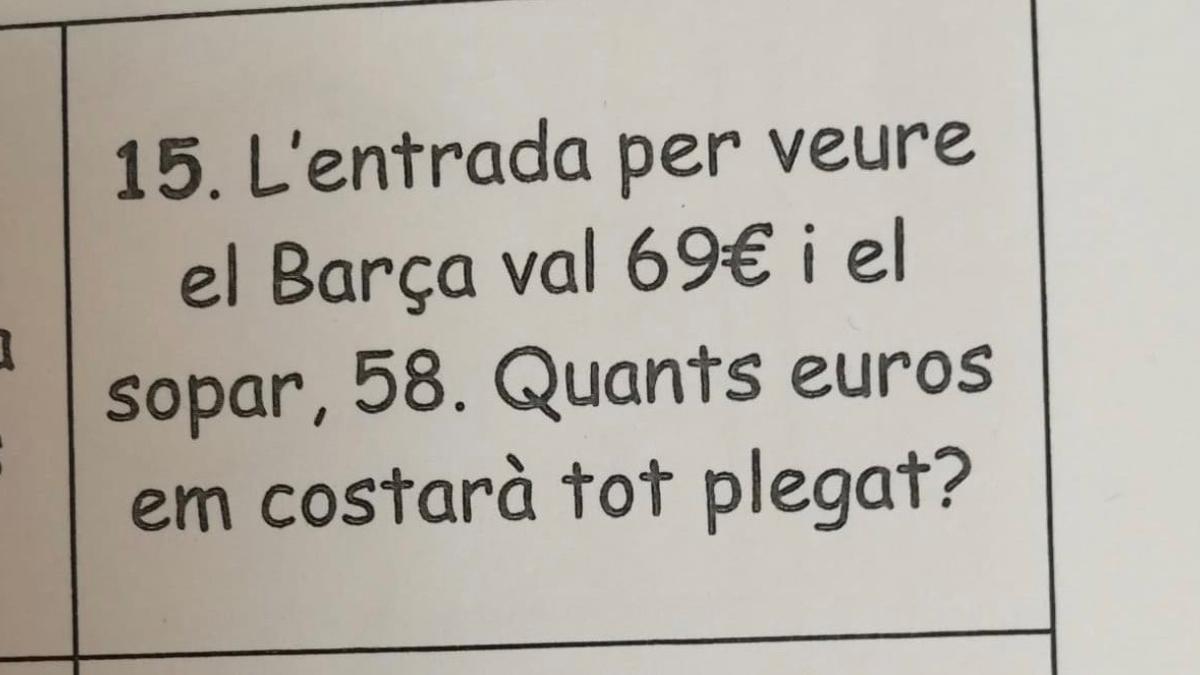 Es fa viral la resposta d'una nena en una pregunta sobre el Barça a l'examen de matemàtiques