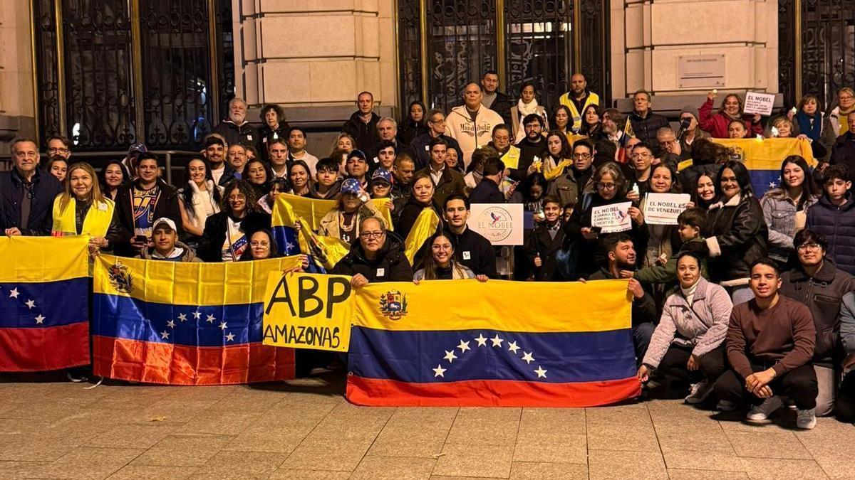 Manifestación de opositores venezolanos al régimen de Maduro en Zaragoza, hace unas semanas.