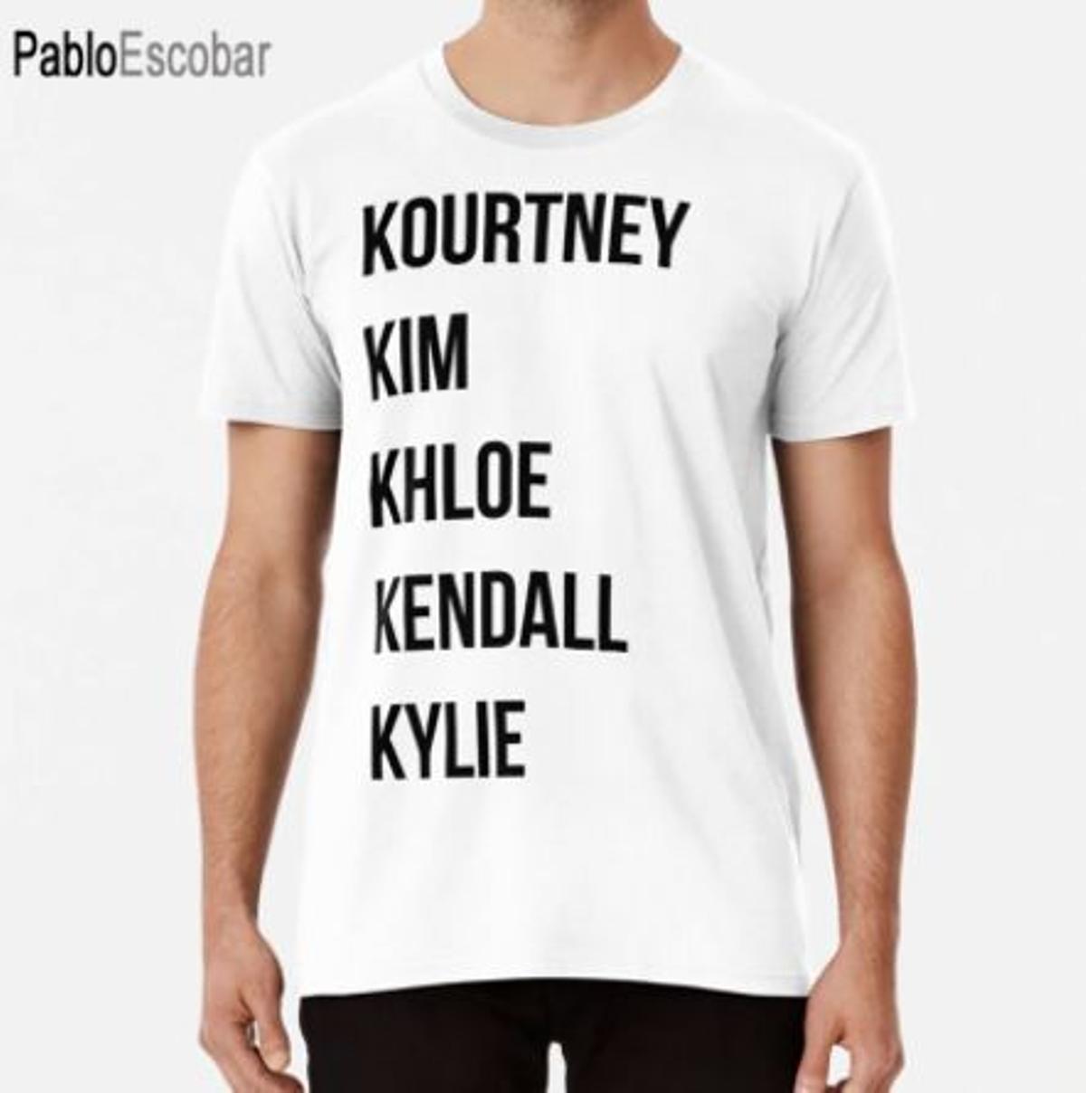 Camiseta nombres Kardashian