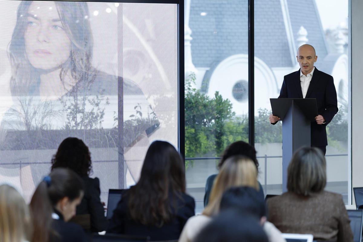 Óscar García Maceiras, durante la presentación de resultados en la tienda de Zara en Serrano en Madrid