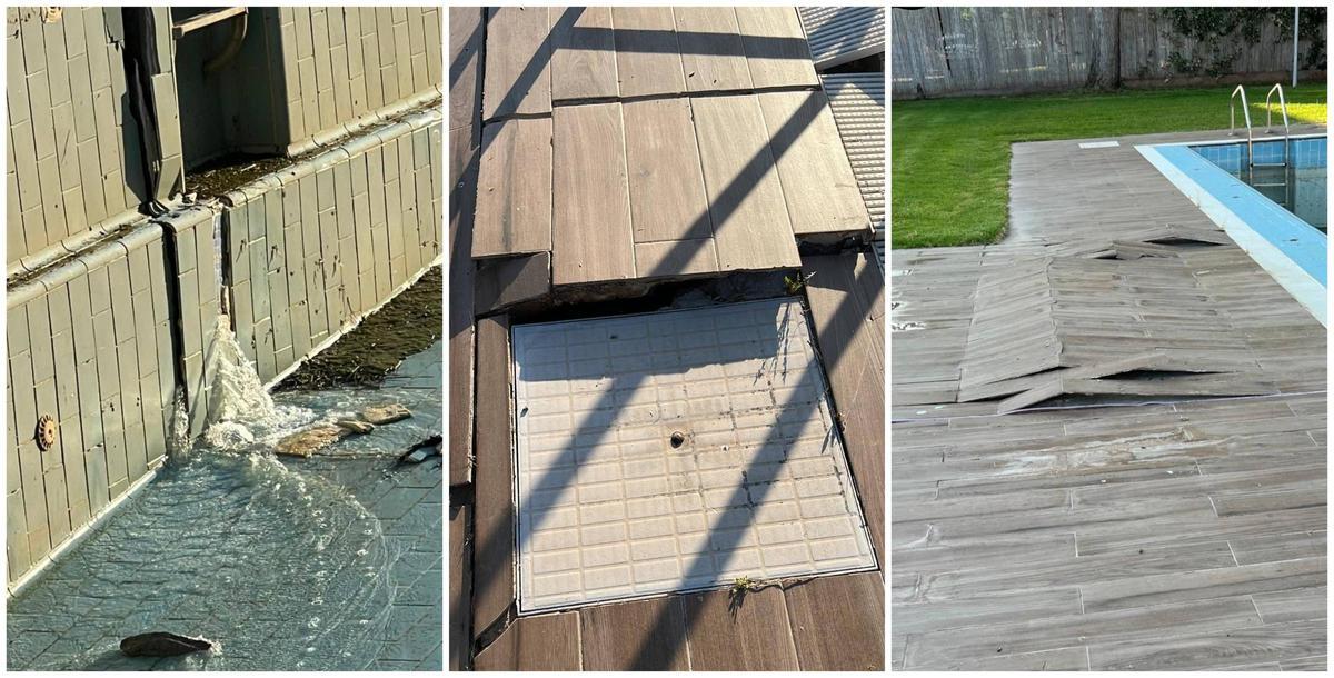 Desperfectos en la piscina de Benifairó de les Valls.