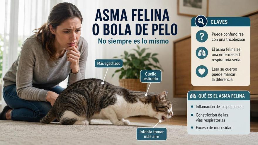 Este vídeo lo confirma: si tu gato hace este sonido no tiene una bola de pelo, sino una crisis asmática