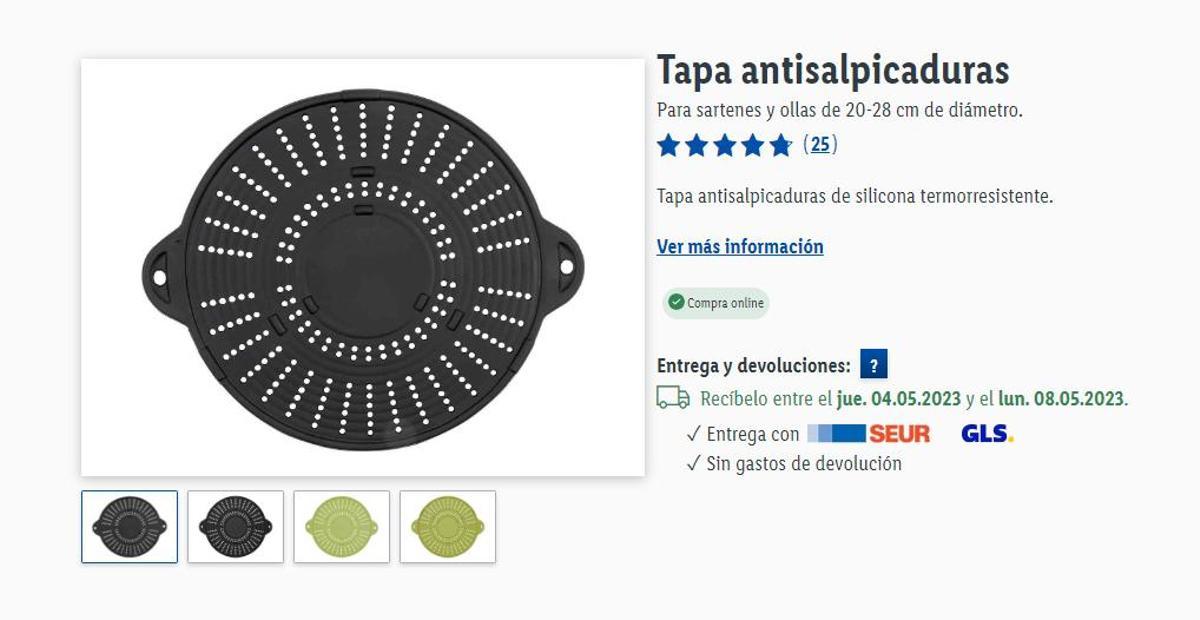 La tapa antisalpicaduras de Lidl que también sirve como salvamanteles y escurridor.