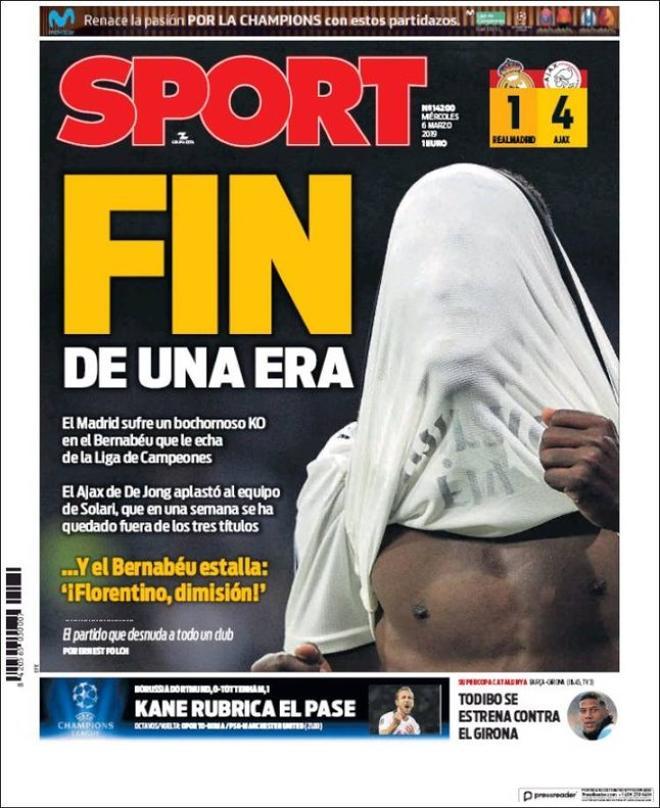 Portada de SPORT del 6 de marzo del 2019