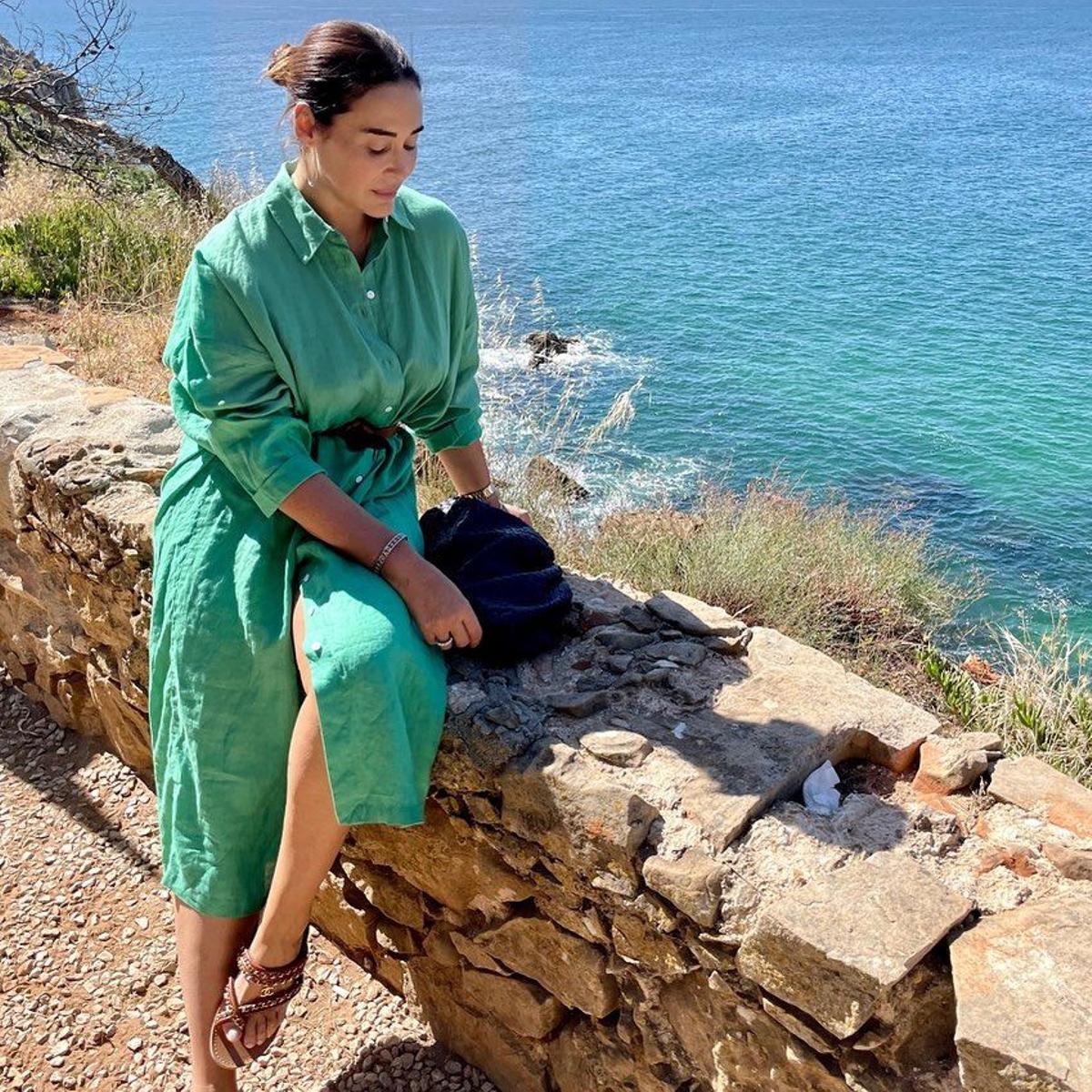 Vicky Martín Berrocal con vestido verde de Zara