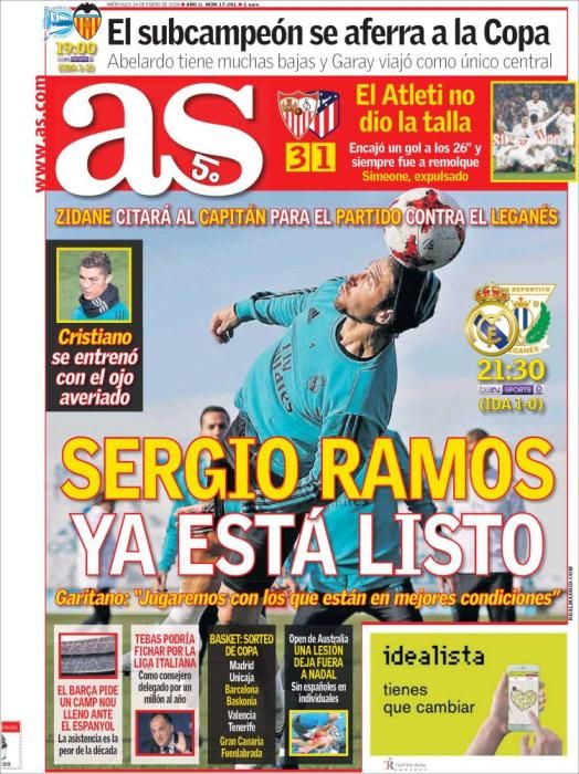 Portadas deportivas del miércoles 24 de enero