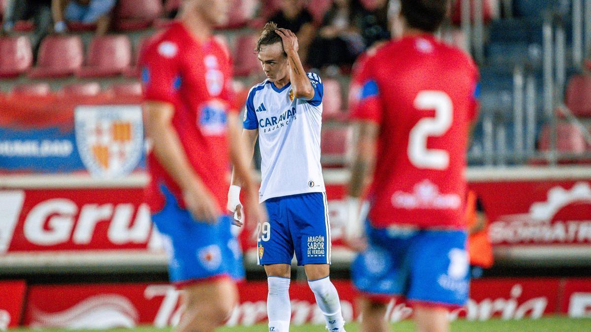 Javier Berdejo, en su partido de debut, en el amistoso ante el Numancia