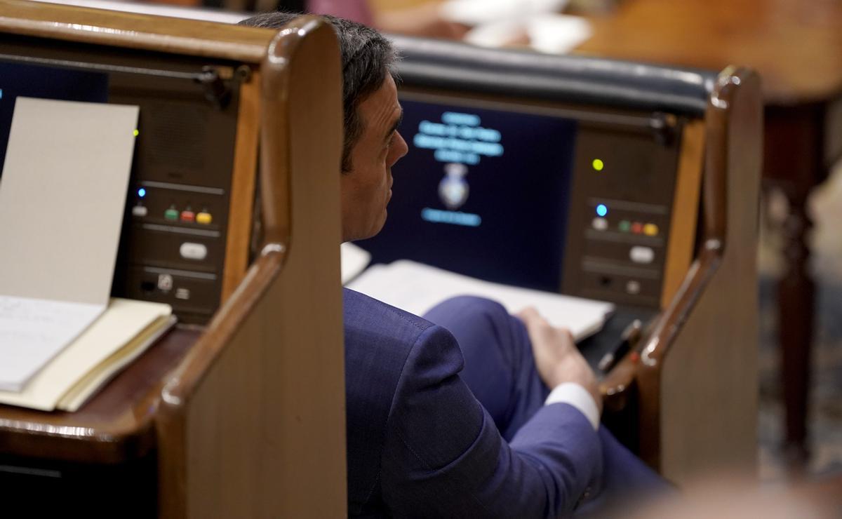 Pedro Sánchez, durante la moción de censura. José Luis Roca