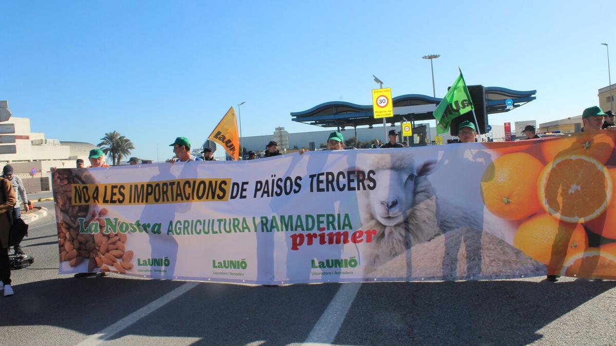 Protesta de la Unió Llauradora por la entrada de fruta de terceros países.