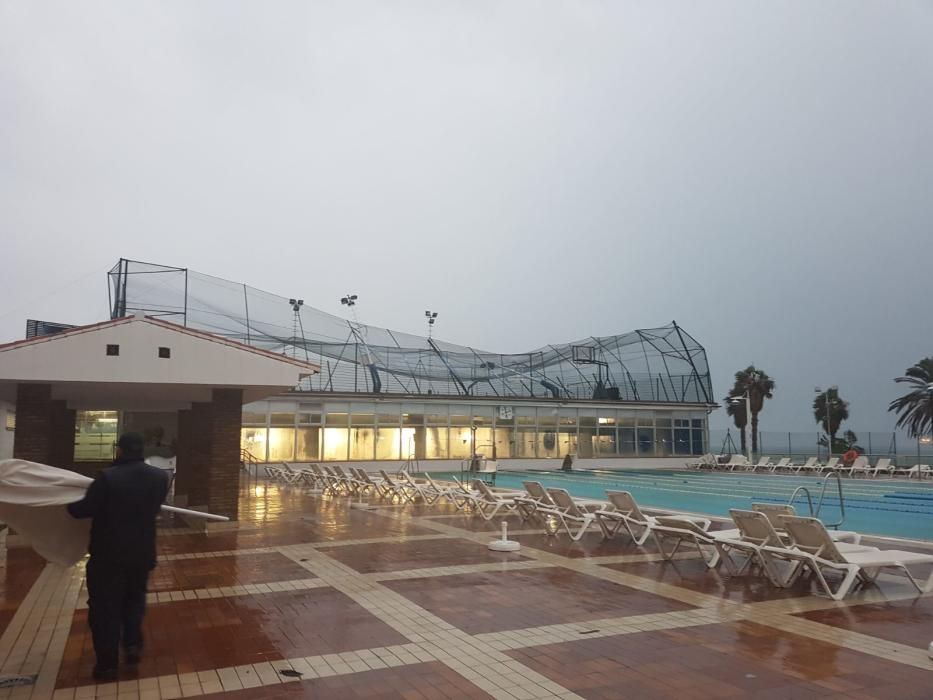 Daños en el Paseo Ciudad de Melilla y en el Club Mediterráneo.