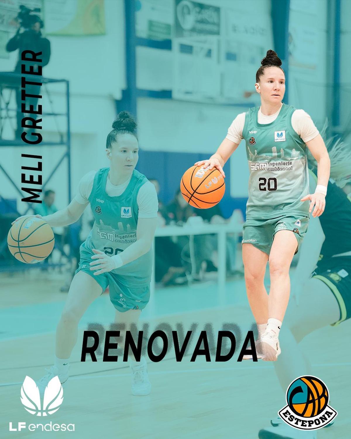 Cartel de renovación de Meli Gretter para la temporada 2026/2027.