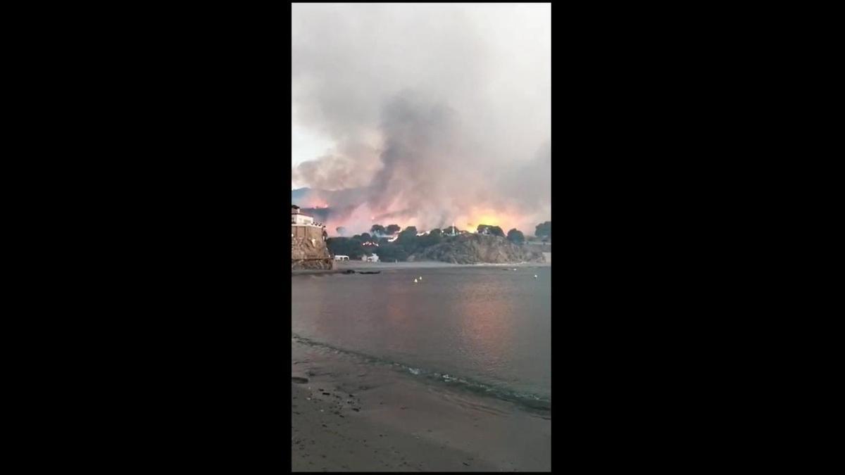 L'avanç de l'incendi forestal aquesta nit i matinada des de Colera